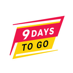 9 days to go countdown banner. Modern design days left icon. count time sale concept vector illustration.