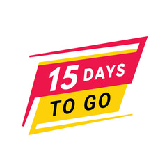 15 days to go countdown banner. Modern label design days left icon. count time sale concept vector illustration.