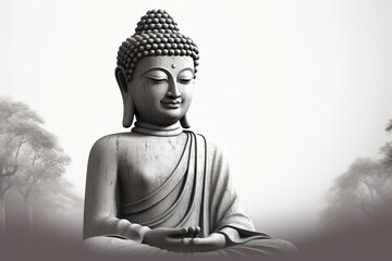 Sketch of Gautam Buddha, Generative AI