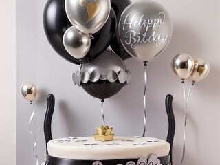 white wine glass with balloons, beautiful decoration with balloons