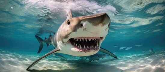Lemon Shark jaws pictured in Jupiter, Florida. - obrazy, fototapety, plakaty
