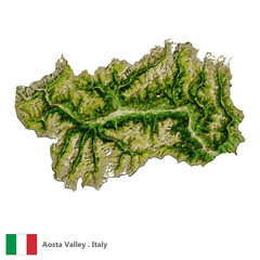 Aosta Valley, Region of Italy Topographic Map (EPS)