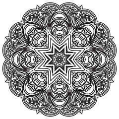 Line art snowflake. Ice crystal winter symbol. Template for winter Christmas design. Isolated vector illustration