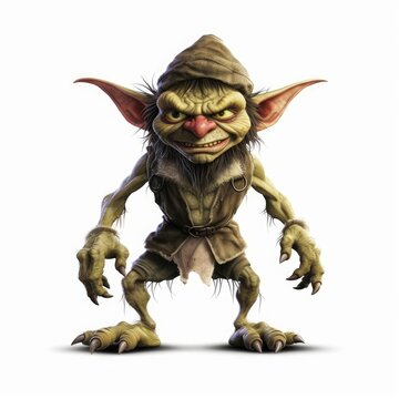 goblin isolated on a white background, Generative AI