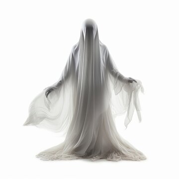 ghost figure isolated on a white background, Generative AI