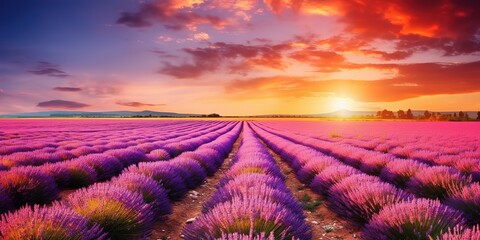 Wonderful scenery amazing summer landscape of blooming lavender flowers