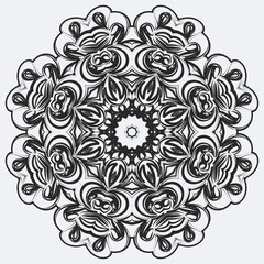 Circular pattern mandala art decoration elements for meditation poster, adult coloring book page, tattoo, henna, mehndi