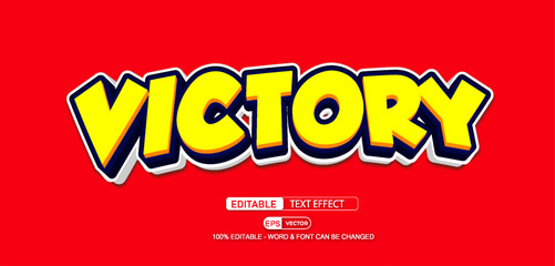 Victory 3D Editable Text Effect Vector Template 