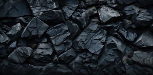 grey slate coloured rocky stones piled together, top down perspective texture wallpaper - obrazy, fototapety, plakaty