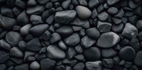 Fototapeta na wymiar grey slate coloured rocky stones piled together, top down perspective texture wallpaper