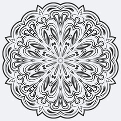 Line art snowflake. Ice crystal winter symbol. Template for winter Christmas design. Isolated vector illustration