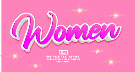 Women 3D Editable Text Effect Vector Template 