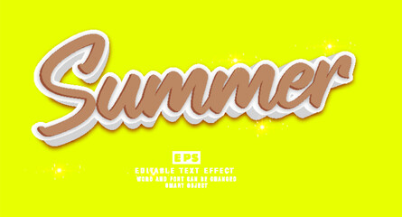 Summer 3D Editable Text Effect Vector Template 