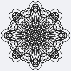 Circular pattern mandala art decoration elements for meditation poster, adult coloring book page, tattoo, henna, mehndi