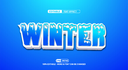 Winter 3D Editable Text Effect Vector Template 