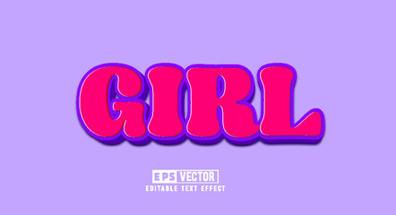 Girl 3D Editable Text Effect Vector Template 