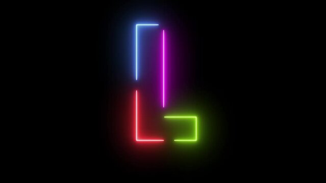Four Color Trendy Glow moving neon alphabet Latter L