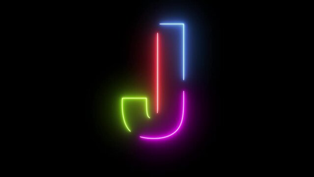 Four Color Trendy Glow moving neon alphabet Latter J