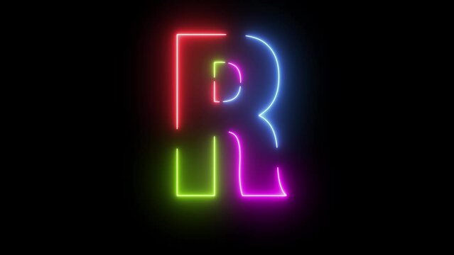 Four Color Trendy Glow moving neon alphabet Latter R