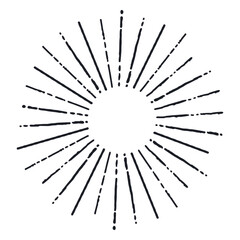 Fototapeta premium Vintage sunburst explosion lines.Fireworks black rays design element. Linear drawing vector. Linear radial burst. Sun burst round decorative design round frame