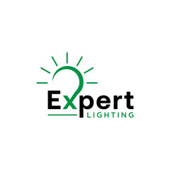Expert LIghting Bulb innovation text wordmark logo design icon element vector