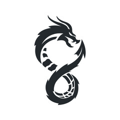 The dragon flat color logo design 