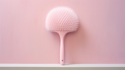 a soft pink hairbrush, radiating tenderness and elegance against a pure white canvas. - obrazy, fototapety, plakaty