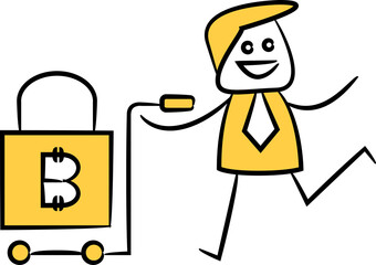 Businessman and Bitcoin Shopping Trolley Illustration
