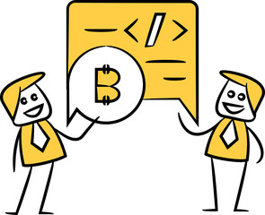 Businessman with Coding and Bitcoin Illustration
