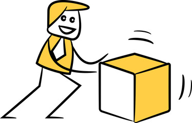 Businessman Pushing Box Illustration
