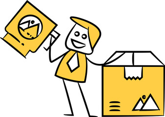 Businessman Holding Cup and Box Illustration
