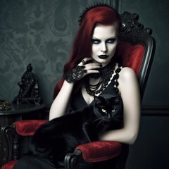 Obraz na płótnie Canvas Gothic Queen: Striking Beauty with a Bewitching Companion