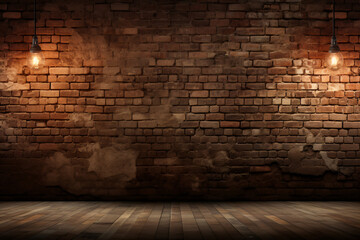 Brick wall background with spotlight
