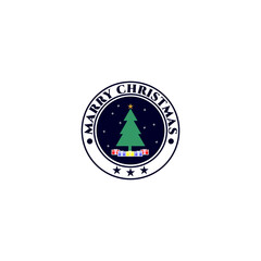 Merry Christmas logo with bright background color