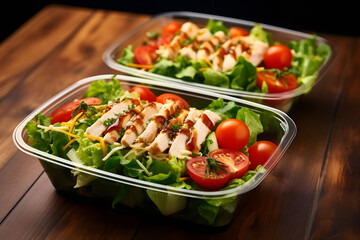 Chicken salad with vegetables and cheese food delivery