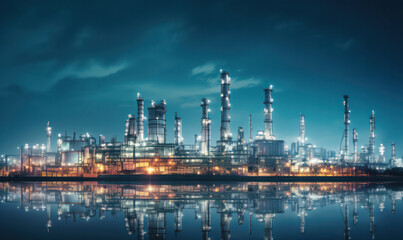 Industrial Hub, Aerial View of Oil Refinery - Complex Infrastructure Amidst Industrial Operations.