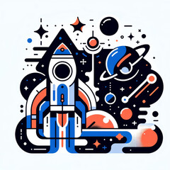 Fototapeta premium Cosmic Exploration: Futuristic Space Illustration
