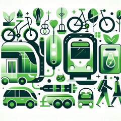 Green Travel: Eco-Friendly Transportation Illustration