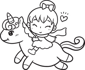 Obraz na płótnie Canvas Cartoon horse unicorn princess Doodles kawaii anime coloring pages cute drawing characters chibi manga