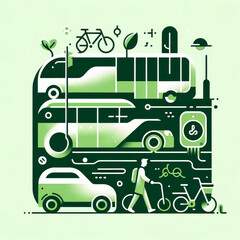 Green Travel: Eco-Friendly Transportation Illustration