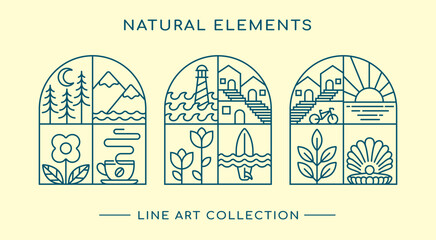 natural element line art design collection