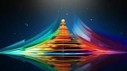 虹の抽象的なクリスマス ツリーGenerativeAI