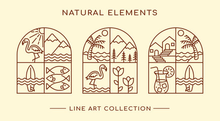 natural element line art design collection