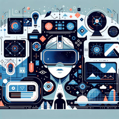 Digital Immersion: Futuristic Virtual Reality Illustration