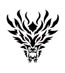 illustration vector graphics of tribal art black dragon face design