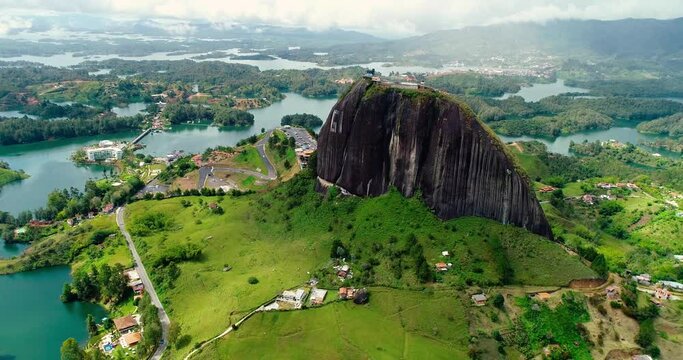 Spectacular shot for Guatape town from above.