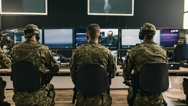 Anonymous Soldiers Using Computers Against Large Screen