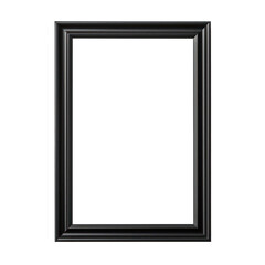 Black metal frame photo with empty blank canvas. PNG cut out Isolated on transparent background