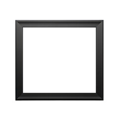 Black metal frame photo with empty blank canvas. PNG cut out Isolated on transparent background