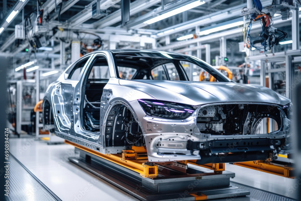 Aufkleber automated assembly line for robot manipulators for the production of high-tech electric vehicles run